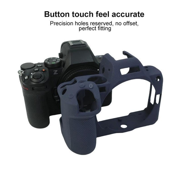 For Nikon Z5II Litchi Texture Soft Silicone Protective Cover (Dark Blue)