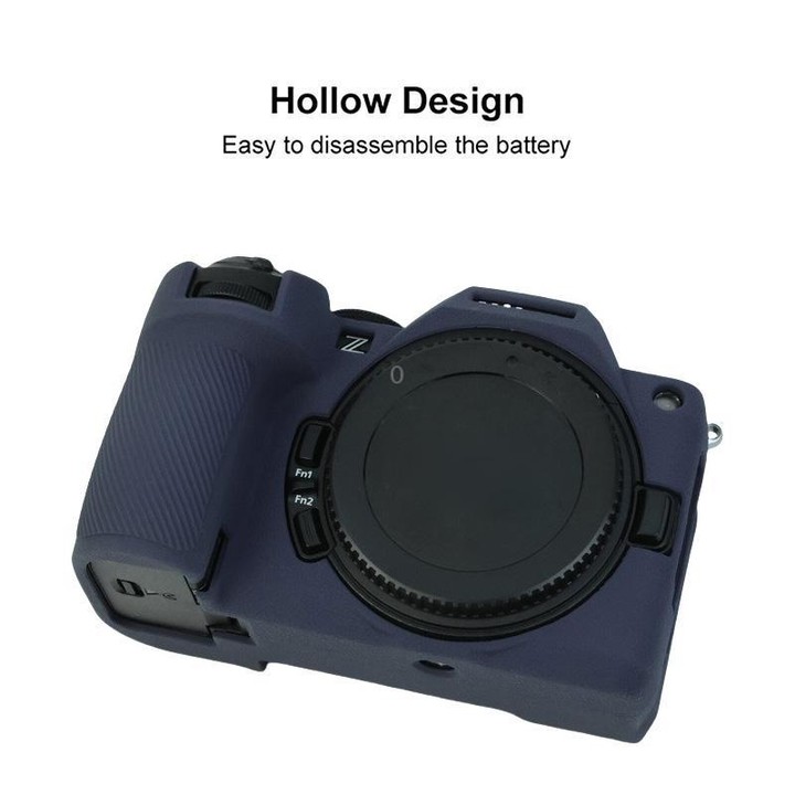 For Nikon Z5II Litchi Texture Soft Silicone Protective Cover (Dark Blue)