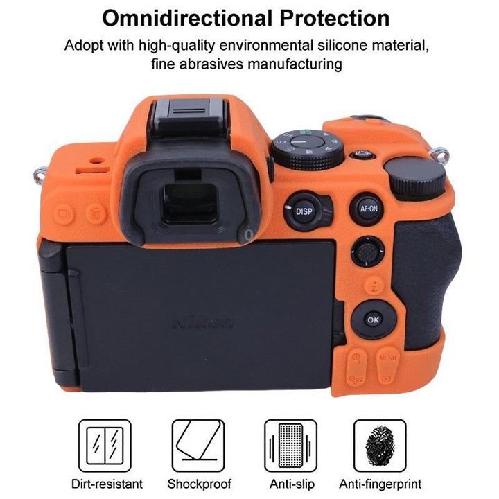 For Nikon Z5II Litchi Texture Soft Silicone Protective Cover (Orange)