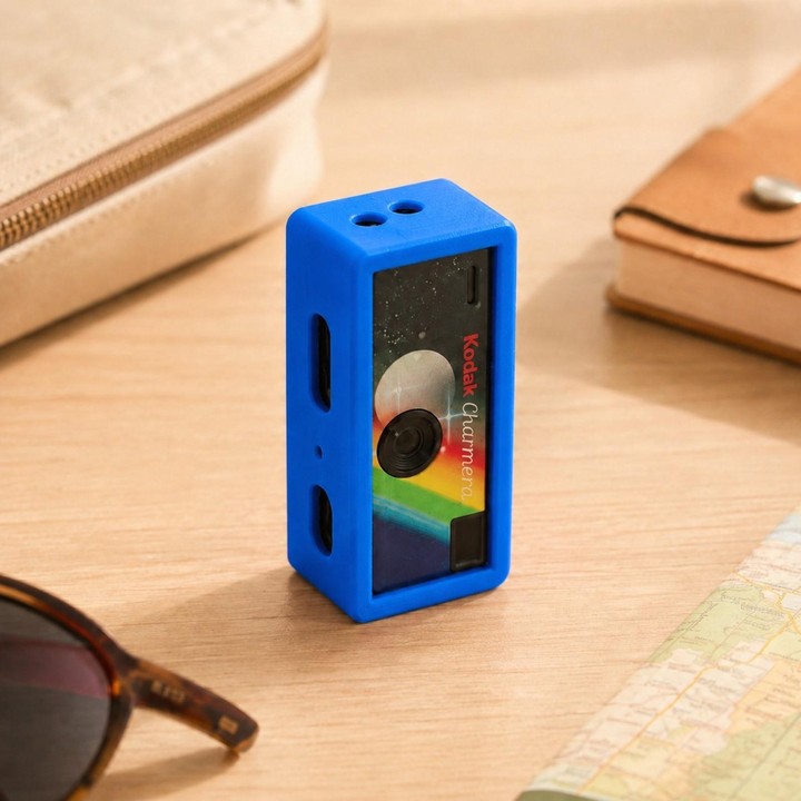 Camera Silicone Frame Protective Case For Kodak Charmera Keychain / Charmera 1987 (Dark Blue)