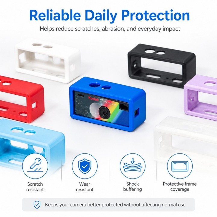 Camera Silicone Frame Protective Case For Kodak Charmera Keychain / Charmera 1987 (White)