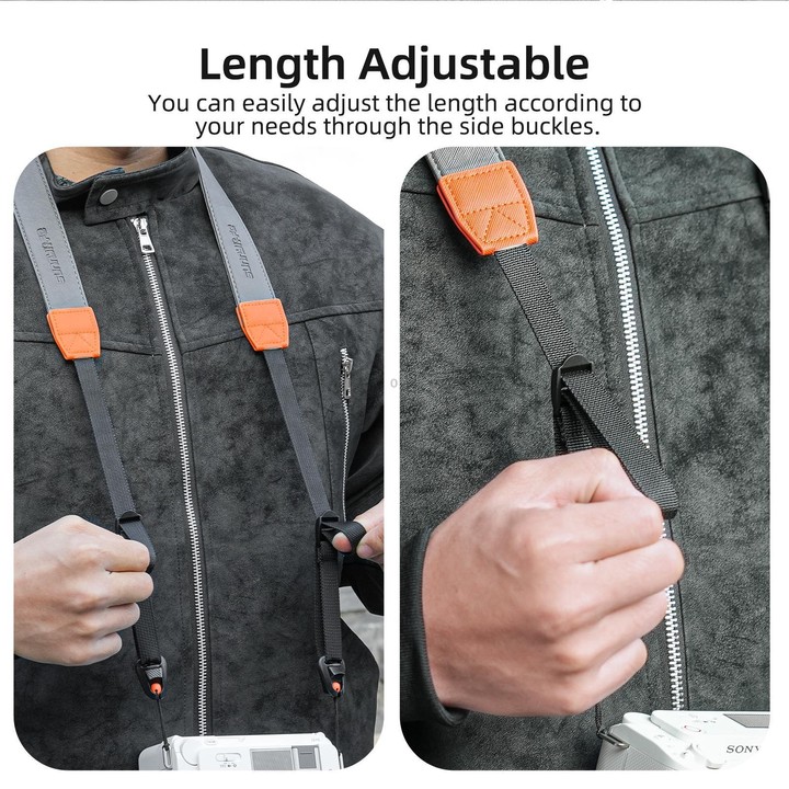 Sunnylife Universal Quick-Release Shoulder Strap Adjustable Shoulder Lanyard 3.2cm-Wide Safe Rope for DSLR Cameras (Black)