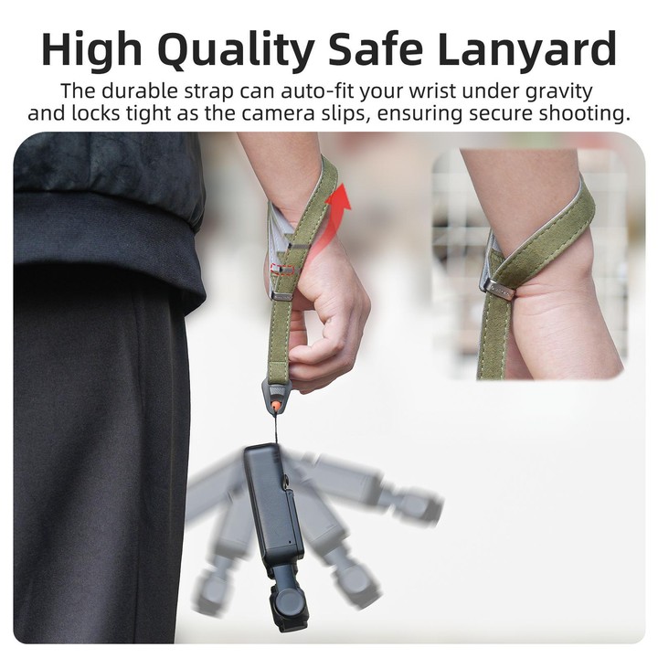 Sunnylife Universal Quick-Release Wrist Strap Adjustable Wrist Lanyard Soft Safe Rope for Action Camera (Green)