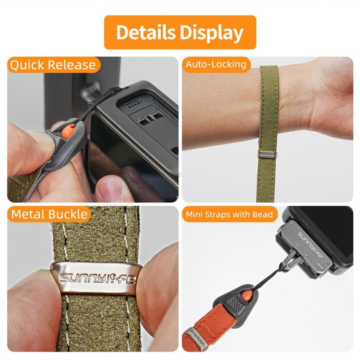 Sunnylife Universal Quick-Release Wrist Strap Adjustable Wrist Lanyard Soft Safe Rope for Action Camera (Grey)
