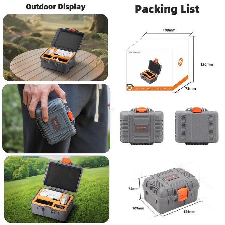 For Insta360 GO Ultra Sunnylife Mini Travel Box Waterproof Carrying Box Shock-proof Hard Shell (Grey)