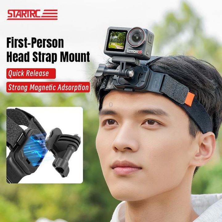 STARTRC Adjustable Head Strap Magnetic Eco-friendly Vlog POV Mount Belt for GoPro, Insta360, DJI Osmo Action and Other Action Ca