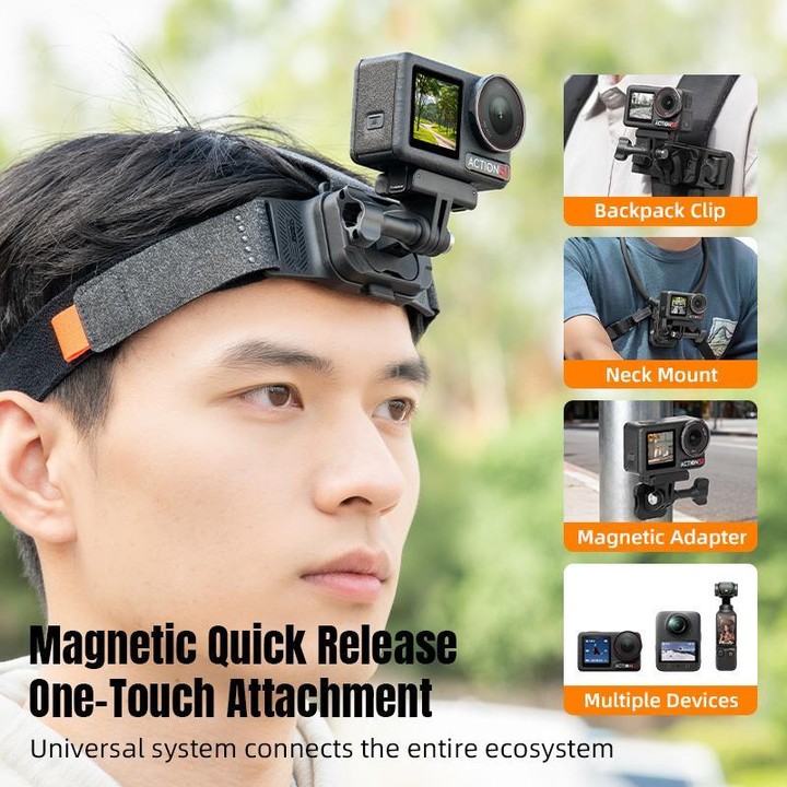 STARTRC Adjustable Head Strap Magnetic Eco-friendly Vlog POV Mount Belt for GoPro, Insta360, DJI Osmo Action and Other Action Ca