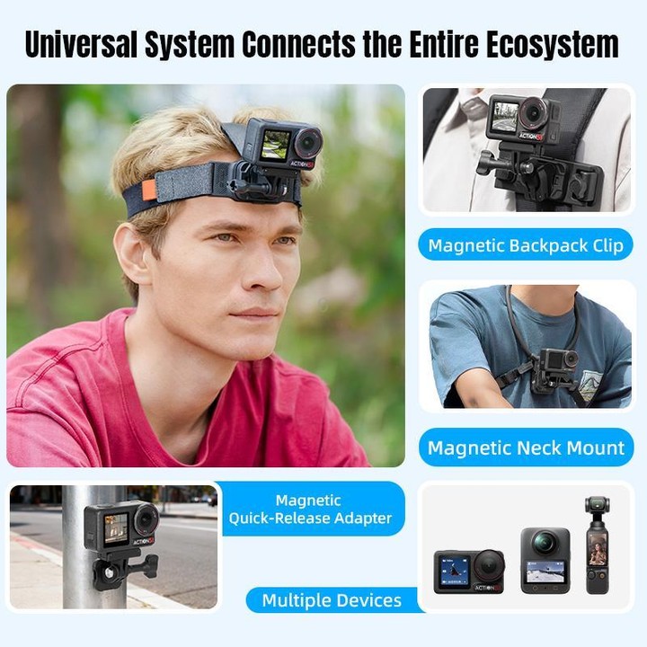 STARTRC Adjustable Head Strap Magnetic Eco-friendly Vlog POV Mount Belt for GoPro, Insta360, DJI Osmo Action and Other Action Ca