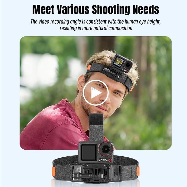 STARTRC Adjustable Head Strap Magnetic Eco-friendly Vlog POV Mount Belt for GoPro, Insta360, DJI Osmo Action and Other Action Ca