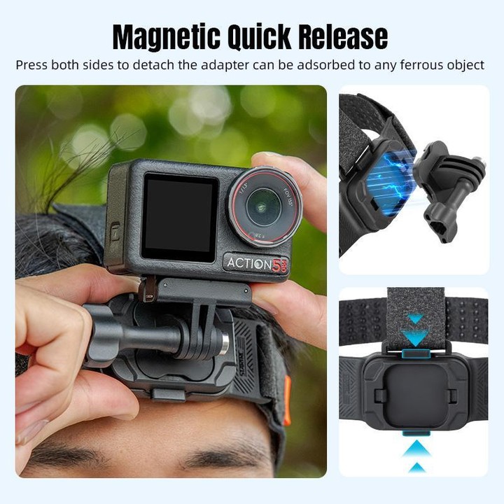 STARTRC Adjustable Head Strap Magnetic Eco-friendly Vlog POV Mount Belt for GoPro, Insta360, DJI Osmo Action and Other Action Ca