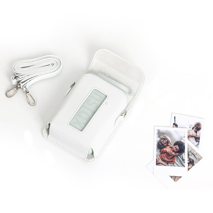 For FUJIFILM Instax mini Link 3 Full Body Leather Case Bag with Strap (White)