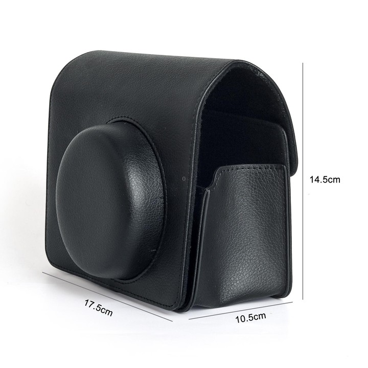 For FUJIFILM Instax WIDE 400 Full Body Leather Case Bag with Strap (Black)