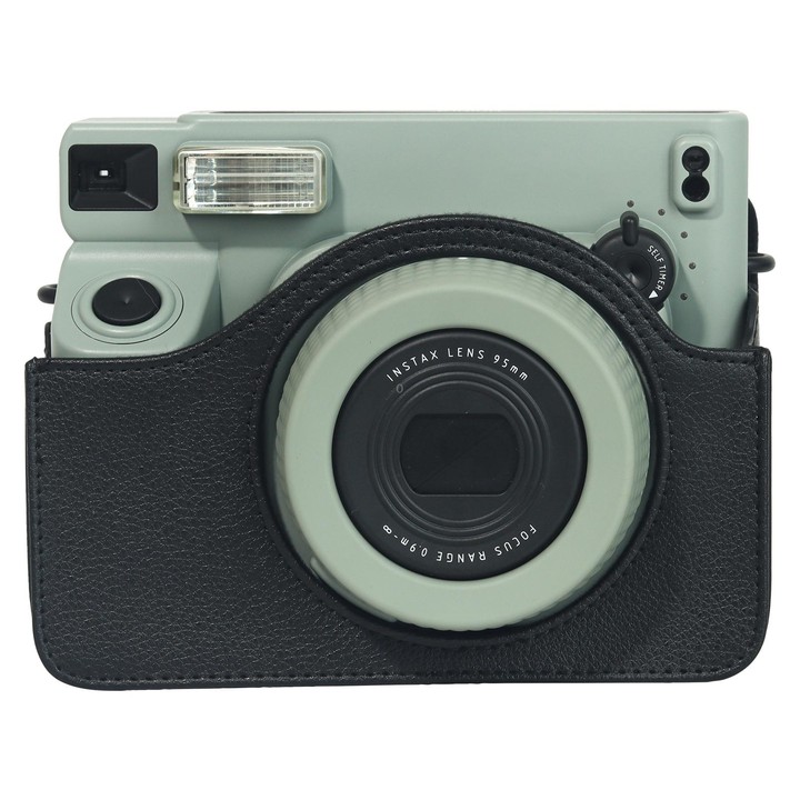 For FUJIFILM Instax WIDE 400 Full Body Leather Case Bag with Strap (Black)