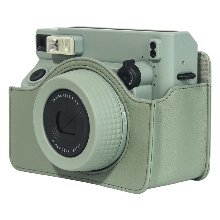 For FUJIFILM Instax WIDE 400 Full Body Leather Case Bag with Strap (Green)