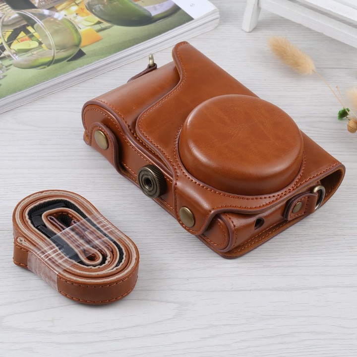 Full Body Camera PU Leather Case Bag with Strap for Samsung Galaxy Camera EK-GC100 / EK-GC110 / EK-GC200(Brown)