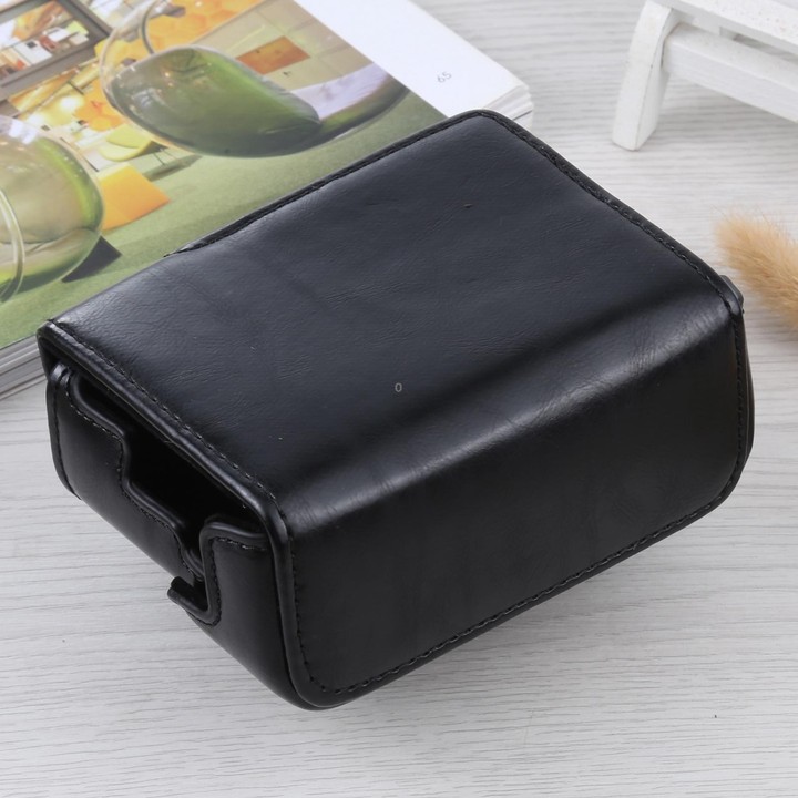 Full Body Camera PU Leather Case Bag for Sony ZV-1(Black)