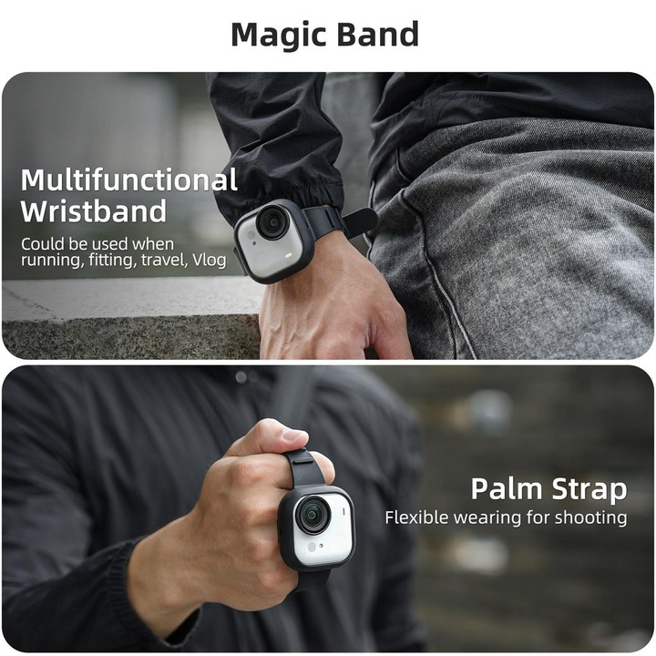 For Insta360 GO Ultra Sunnylife Expansion Band Strap Silicone Protective Cover Wristband Backpack Bicycle Stripe Cat Collar (Whi