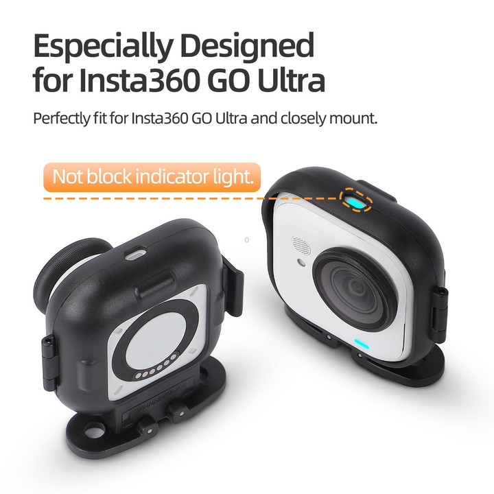 For Insta360 GO Ultra Sunnylife Foldable Vertical-Horizontal Adapter Mount Protective Frame Mounting Brackets Housing Cover (Bla