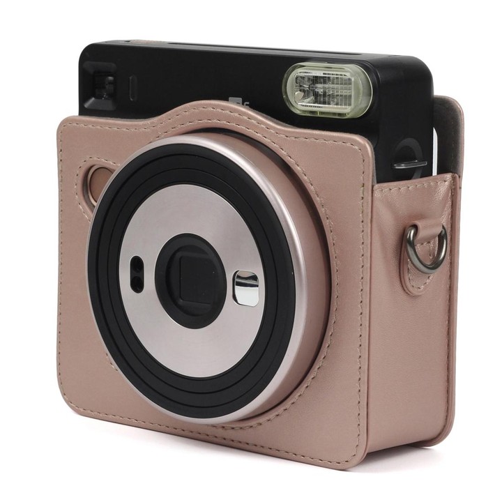 Pearly Lustre PU Leather Case Bag for FUJIFILM Instax SQUARE SQ6 Camera, with Adjustable Shoulder Strap(Light Brown)