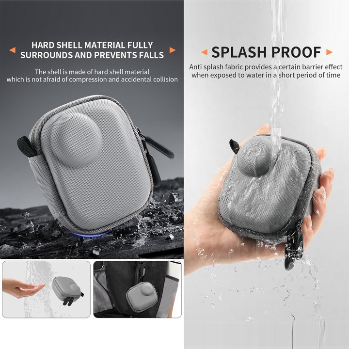 For Insta360 GO Ultra STARTRC Mini Portable Body Diamond Texture PU Storage Bag (Grey)