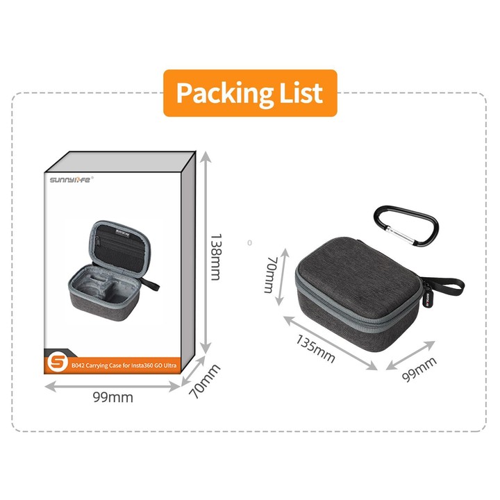 For Insta360 GO Ultra Sunnylife Standard Portable Protective Box Storage Bag (Black)
