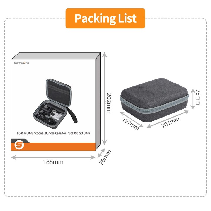 For Insta360 GO Ultra Sunnylife Full Kit Portable Protective Box Storage Bag (Grey)