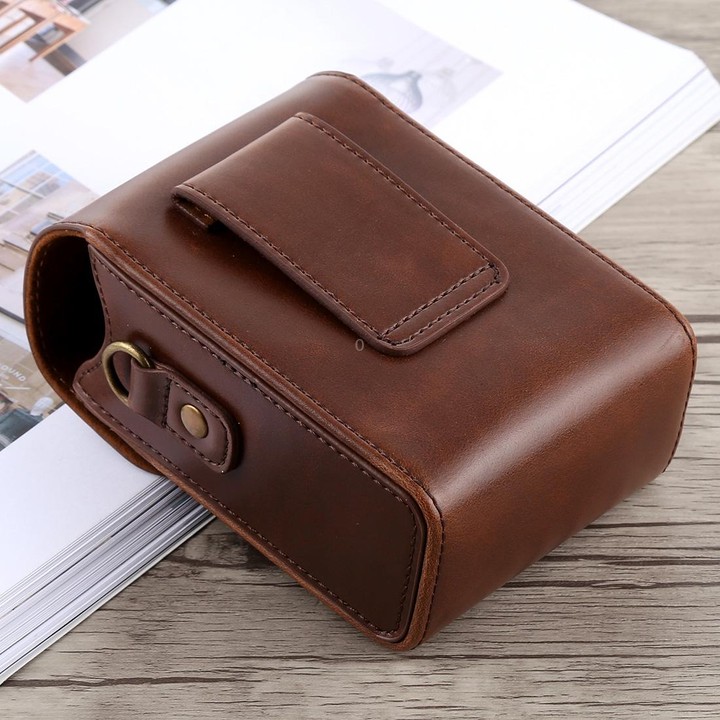 Full Body Camera Buckle Lock PU Leather Case Bag with Hand Strap & Neck Strap for Canon G7X II / G9X Mark II, Sony RX100 / M2(Co