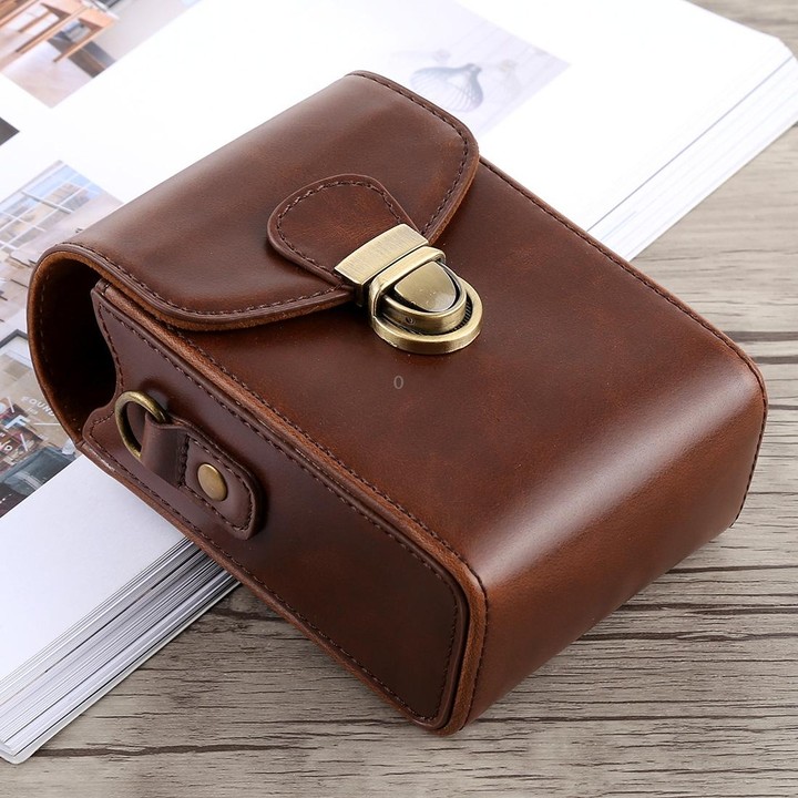 Full Body Camera Buckle Lock PU Leather Case Bag with Hand Strap & Neck Strap for Canon G7X II / G9X Mark II, Sony RX100 / M2(Co
