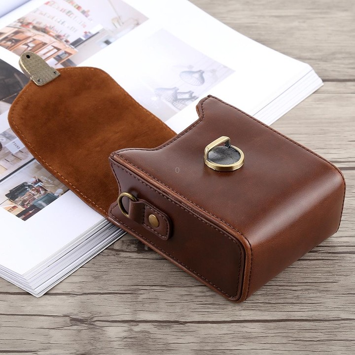 Full Body Camera Buckle Lock PU Leather Case Bag with Hand Strap & Neck Strap for Canon G7X II / G9X Mark II, Sony RX100 / M2(Co