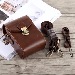 Full Body Camera Buckle Lock PU Leather Case Bag with Hand Strap & Neck Strap for Canon G7X II / G9X Mark II, Sony RX100 / M2(Co