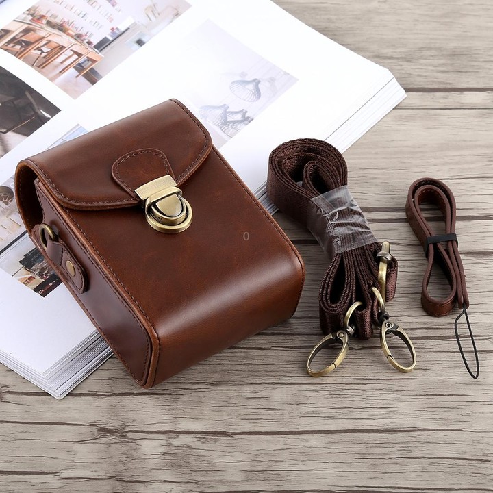 Full Body Camera Buckle Lock PU Leather Case Bag with Hand Strap & Neck Strap for Canon G7X II / G9X Mark II, Sony RX100 / M2(Co