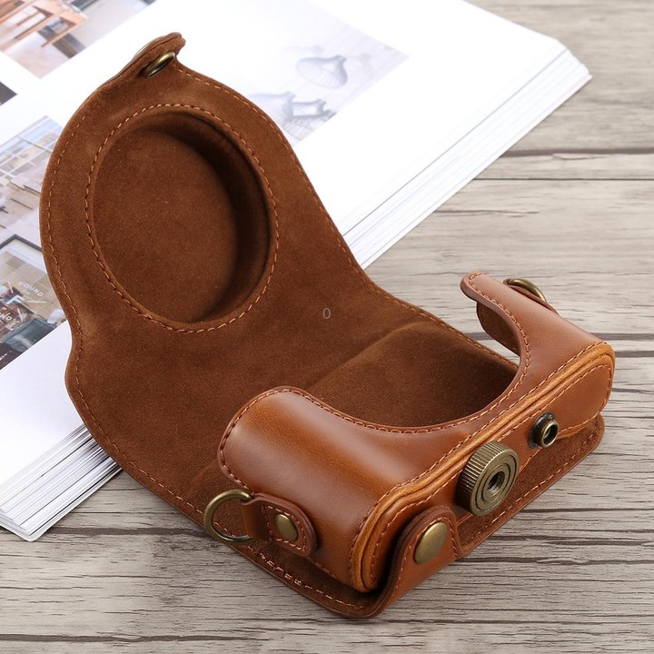 Full Body Camera PU Leather Case Bag with Strap for Sony DSC-HX90(Brown)