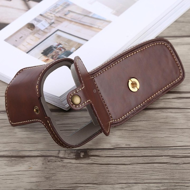 1/4 inch Thread PU Leather Camera Half Case Base for Canon EOS 5D Mark IV / 5D Mark III(Coffee)