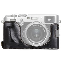 1/4 inch Thread PU Leather Camera Half Case Base for FUJIFILM X100F (Black)