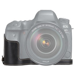 1/4 inch Thread PU Leather Camera Half Case Base for Canon EOS 6D / 6D Mark II (Black)