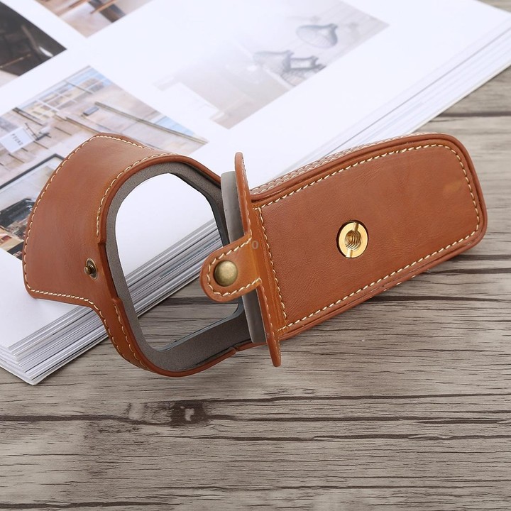 1/4 inch Thread PU Leather Camera Half Case Base for Canon EOS 6D / 6D Mark II (Brown)