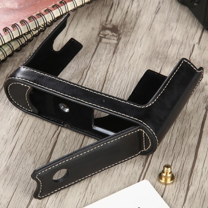 1/4 inch Thread PU Leather Camera Half Case Base for Leica Q (Typ 116)(Black)