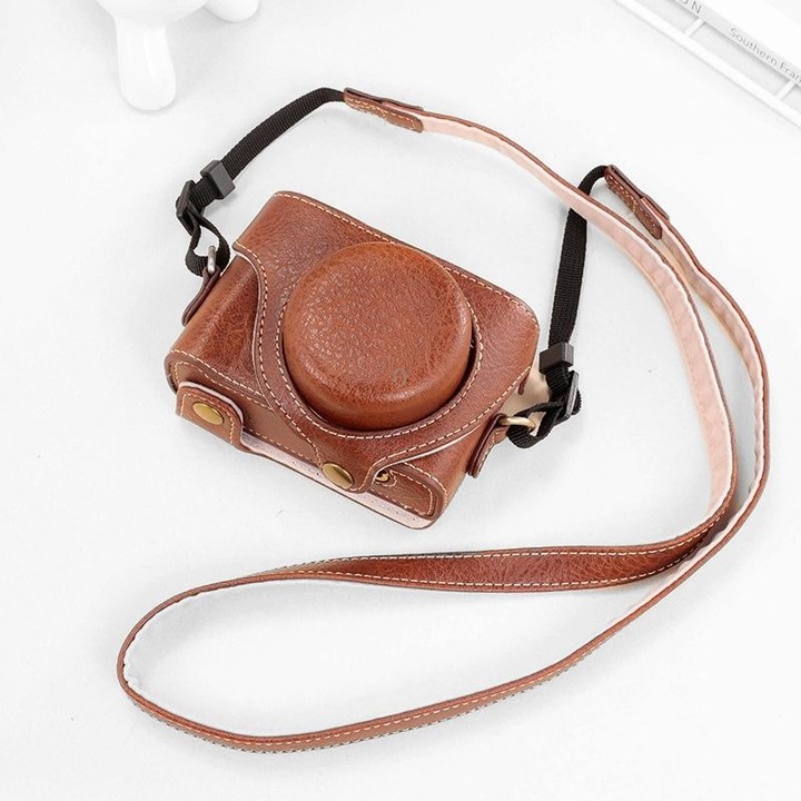 For Sony ZV-1F / ZV1M2 Full Body Camera PU Leather Case Bag with Strap (Coffee)