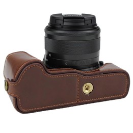 1/4 inch Thread PU Leather Camera Half Case Base for Canon EOS M50 / M50 Mark II (Brown)