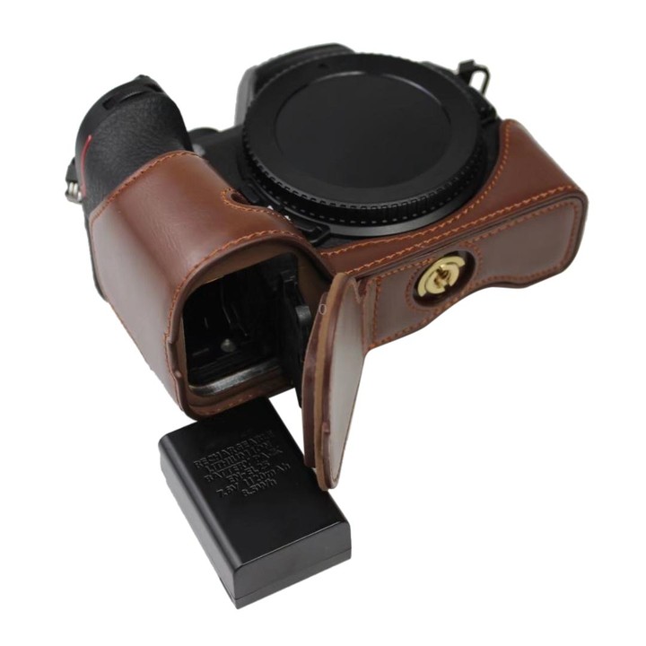 1/4 inch Thread PU Leather Camera Half Case Base for Nikon Z50(Coffee)