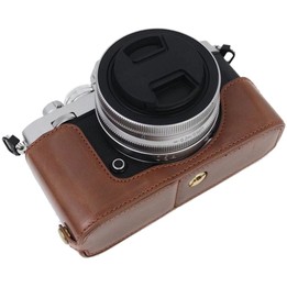 1/4 inch Thread PU Leather Camera Half Case Base for Nikon Z fc (Brown)