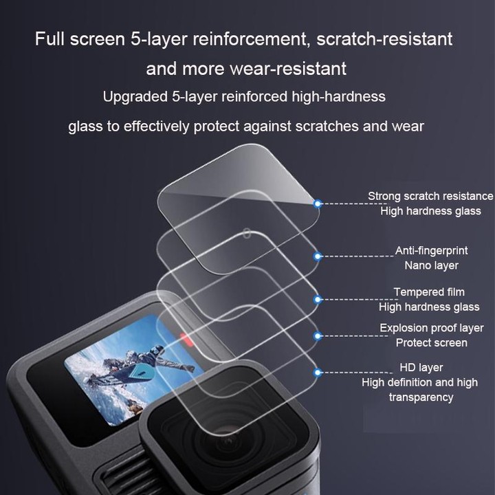 For GoPro HERO13 Black Lens and Front Back Screen 9H Tempered Glass Film