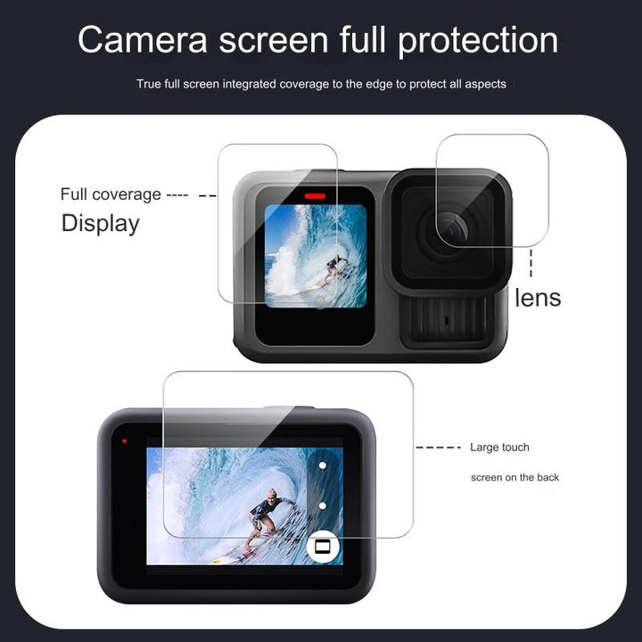 For GoPro HERO13 Black Lens and Front Back Screen 9H Tempered Glass Film