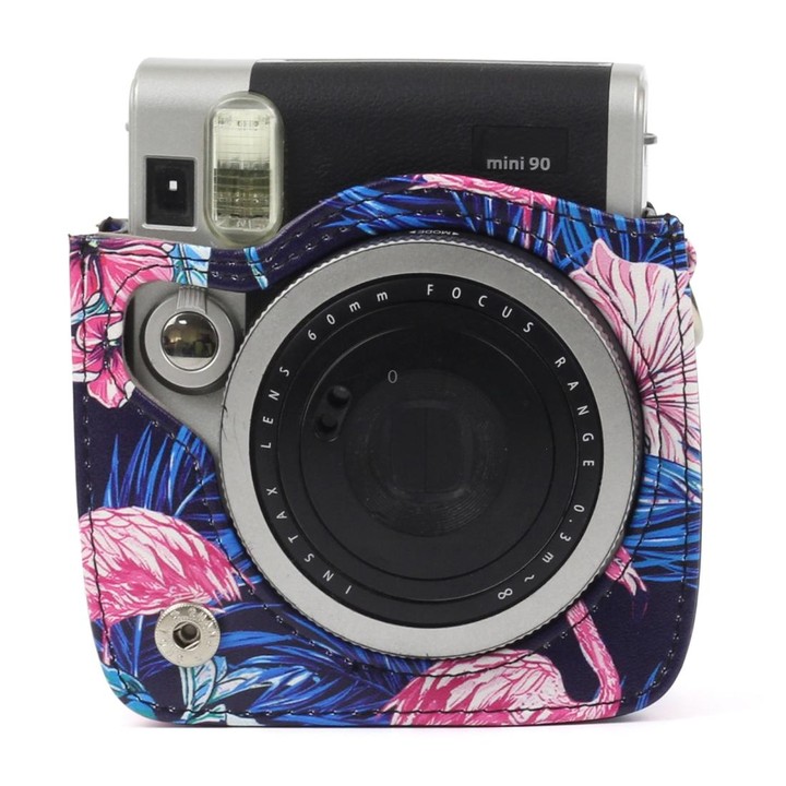 Flamingo Pattern PU Leather Protective Camera Case Bag For FUJIFILM Instax Mini90 Camera