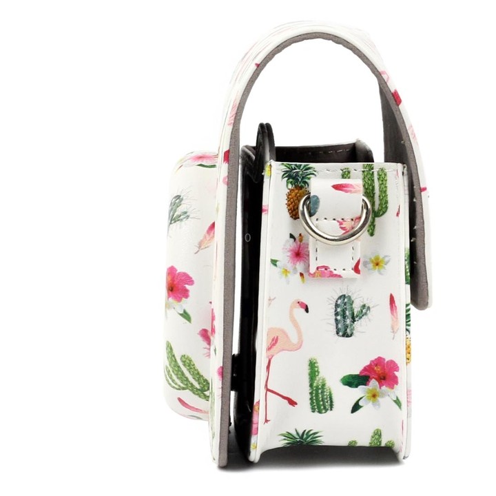 Flamingo Cactus Pattern PU Leather Protective Camera Case Bag For FUJIFILM Instax Mini90 Camera