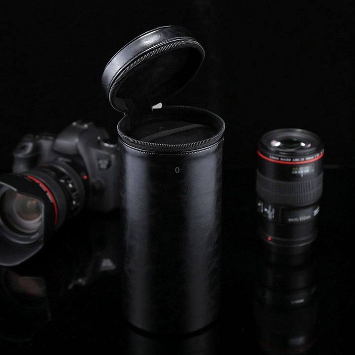 Extra Large Lens Case Zippered PU Leather Pouch Box for DSLR Camera Lens, Size: 24.5*10.5*10.5cm(Black)