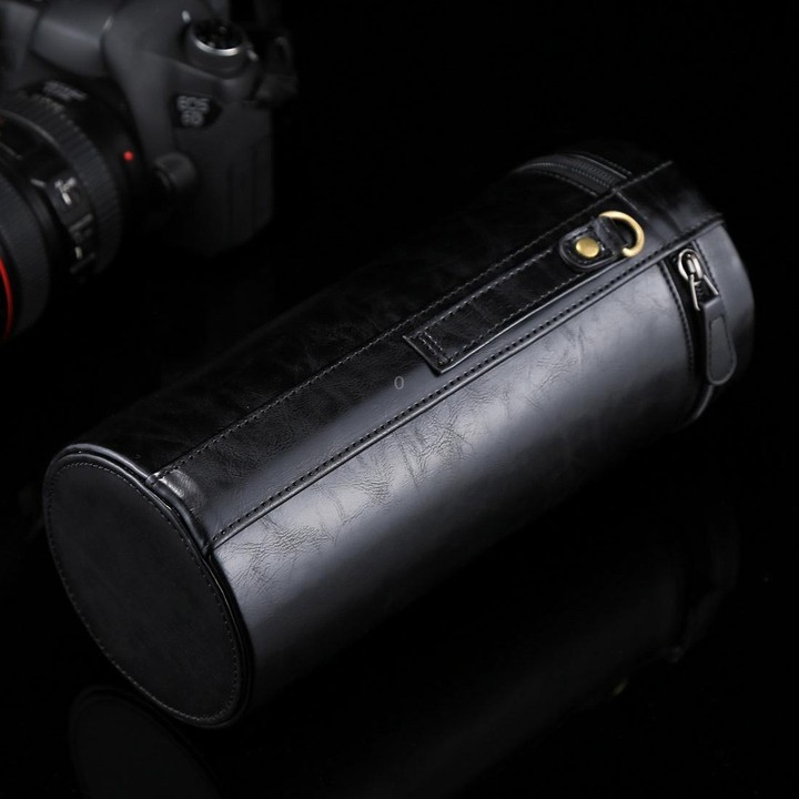 Extra Large Lens Case Zippered PU Leather Pouch Box for DSLR Camera Lens, Size: 24.5*10.5*10.5cm(Black)