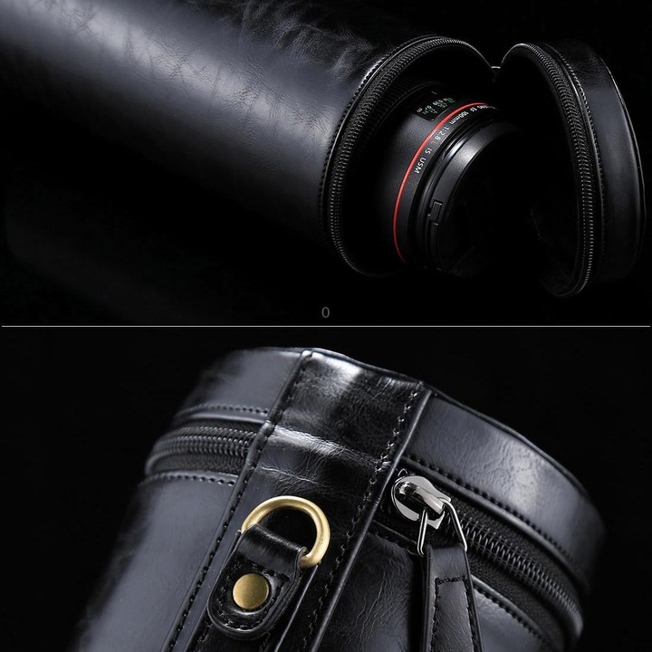 Extra Large Lens Case Zippered PU Leather Pouch Box for DSLR Camera Lens, Size: 24.5*10.5*10.5cm(Black)