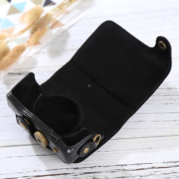 Full Body Camera PU Leather Case Bag with Strap for Canon PowerShot SX730 HS / SX720 HS (Black)