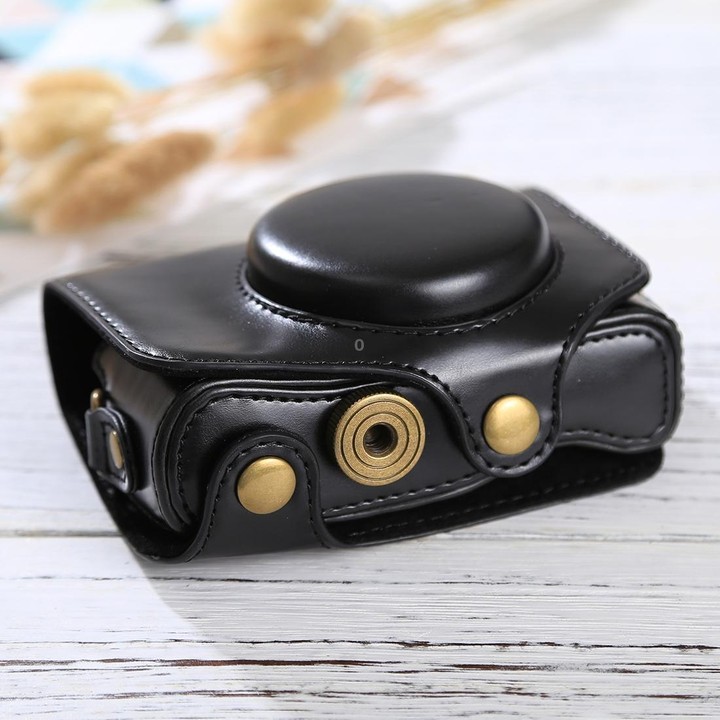 Full Body Camera PU Leather Case Bag with Strap for Canon PowerShot SX730 HS / SX720 HS (Black)